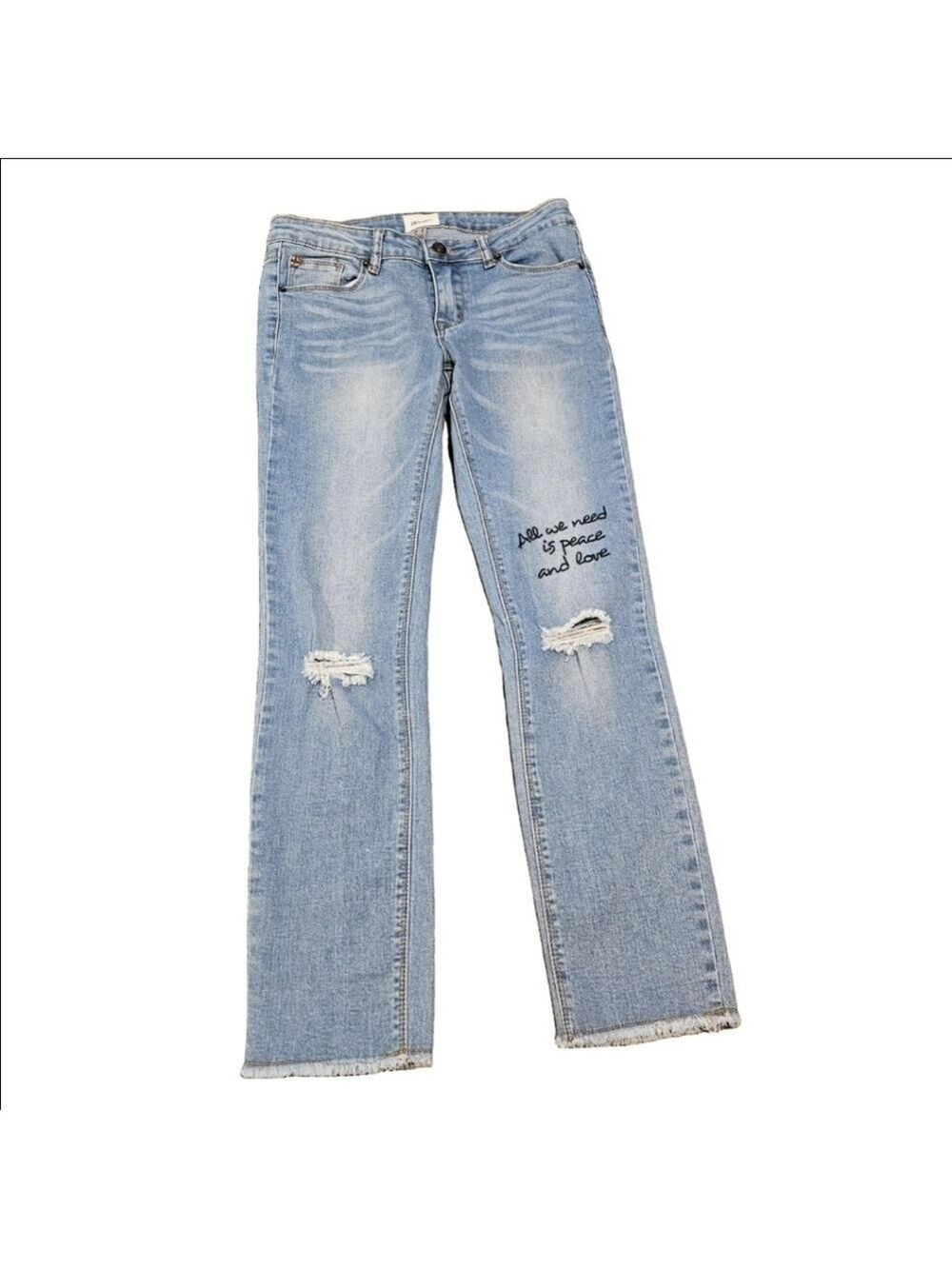 Hudson 'All we need is peace and love' Frayed Hem Ankle Jeans, Waist 26"